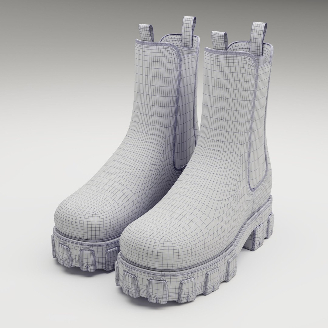 Prada Monolith Leather Boots 3D Model – Low Poly Game Ready Asset, FBX - View 18