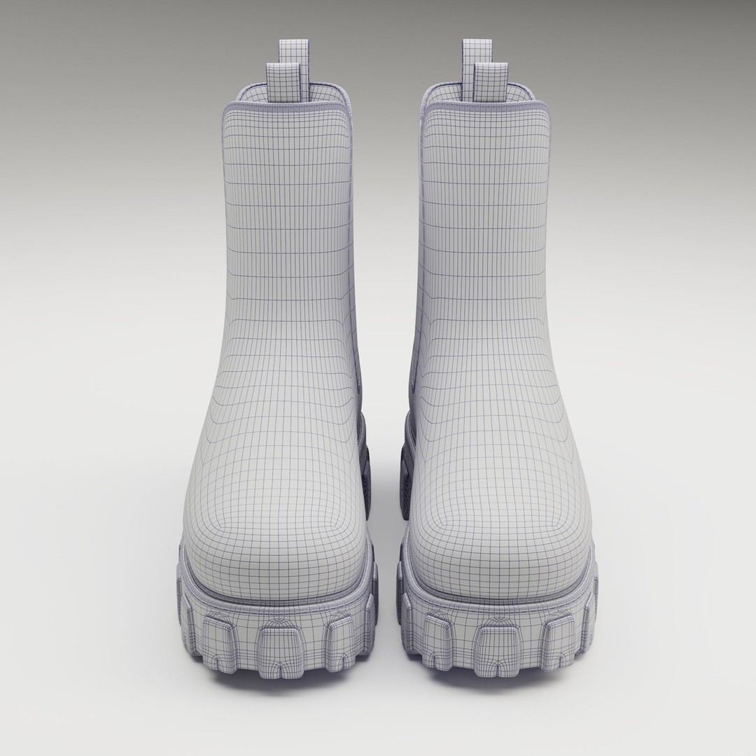 Prada Monolith Leather Boots 3D Model – Low Poly Game Ready Asset, FBX - View 19