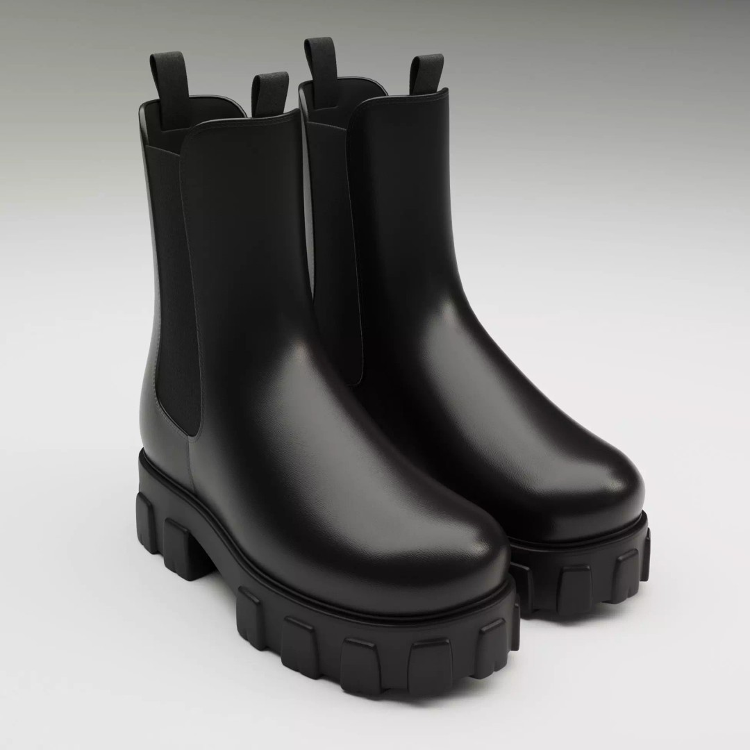 Prada Monolith Leather Boots 3D Model – Low Poly Game Ready Asset, FBX - View 2