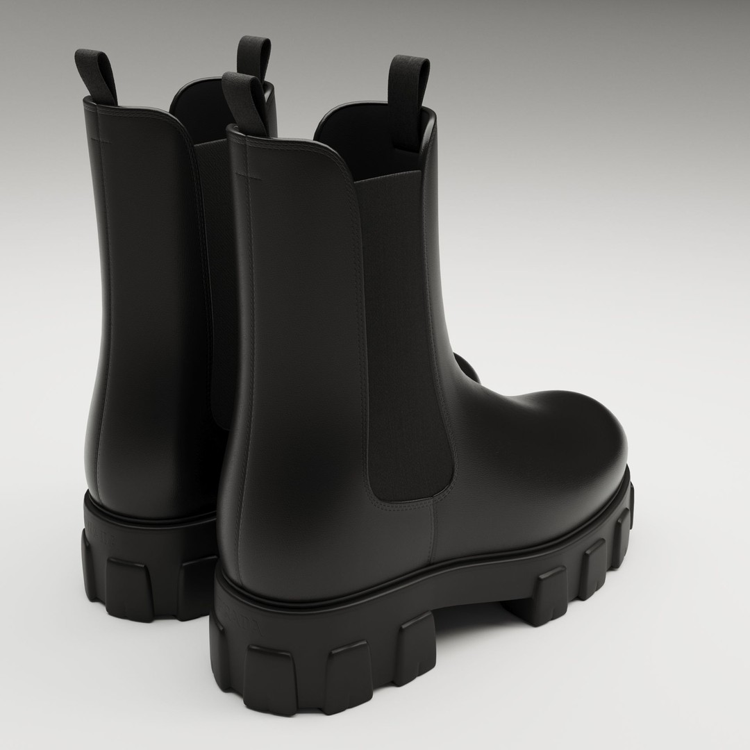 Prada Monolith Leather Boots 3D Model – Low Poly Game Ready Asset, FBX - View 4