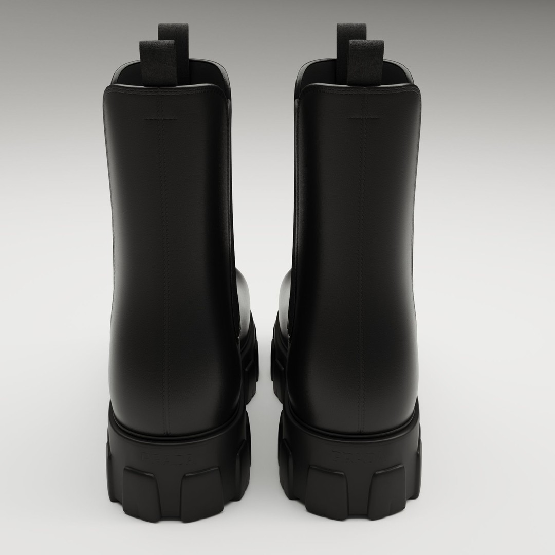 Prada Monolith Leather Boots 3D Model – Low Poly Game Ready Asset, FBX - View 5