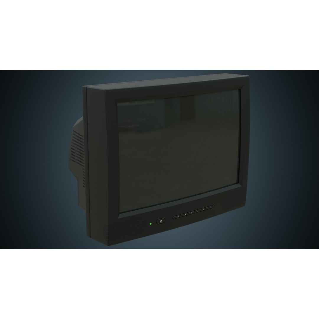 CRT Television 3D Model – Low Poly Vintage Design, FBX, OBJ - View 3