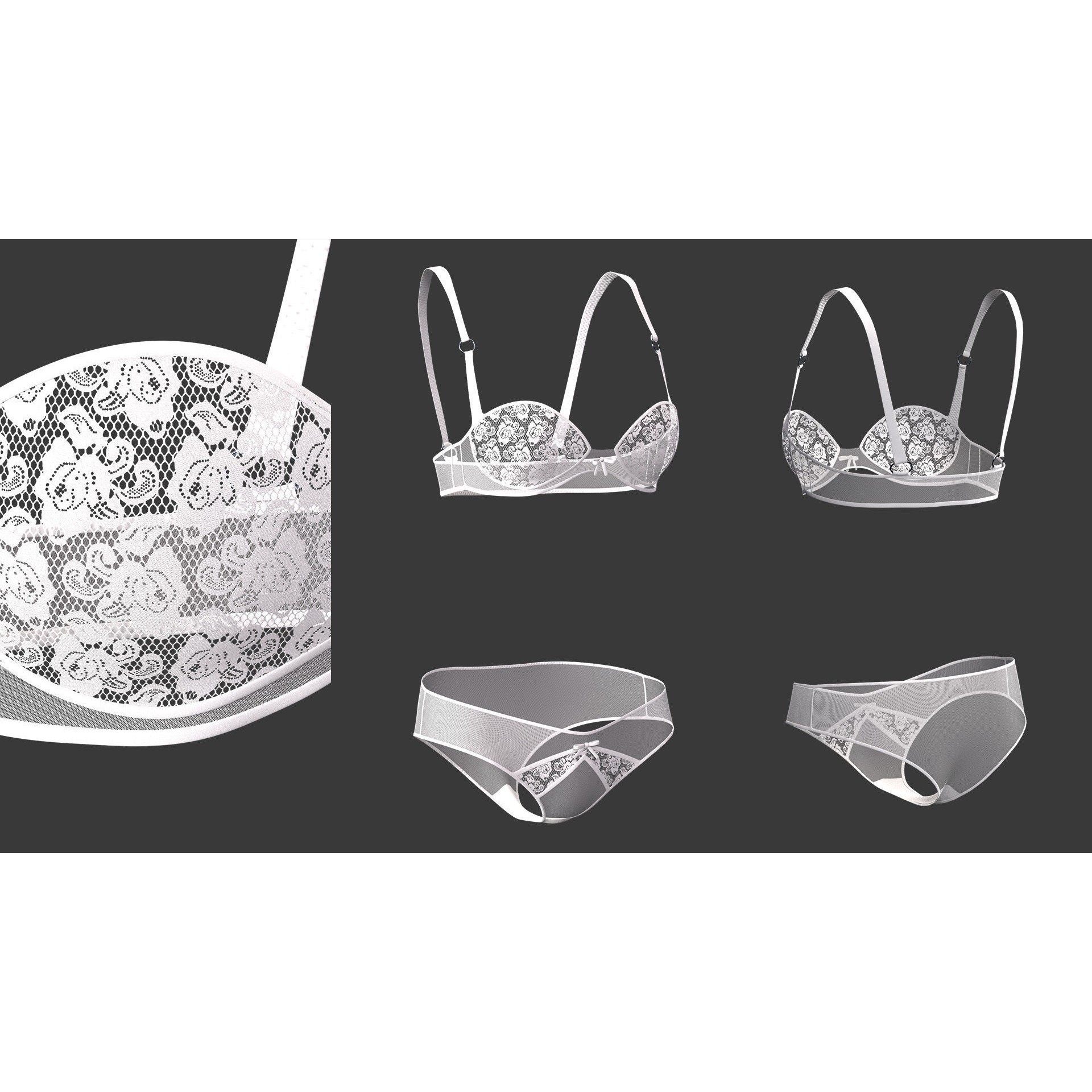 15 Women Bikinis and Underwear - Low-Poly Game-Ready 3D Model - View 10