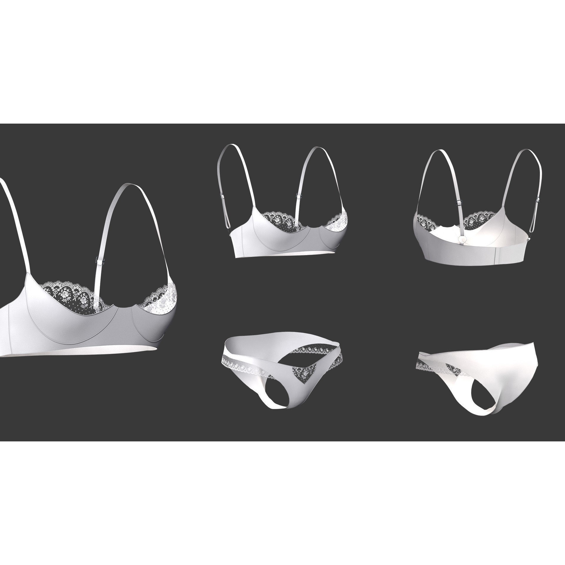 15 Women Bikinis and Underwear - Low-Poly Game-Ready 3D Model - View 11