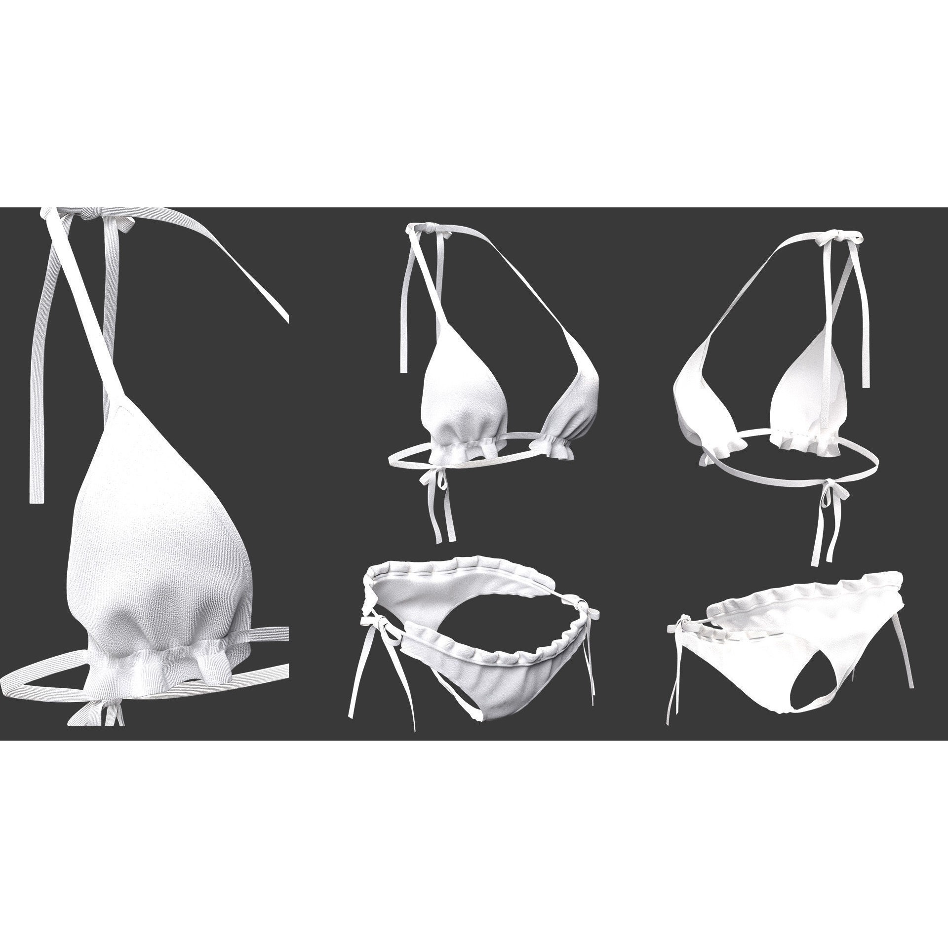 15 Women Bikinis and Underwear - Low-Poly Game-Ready 3D Model - View 12