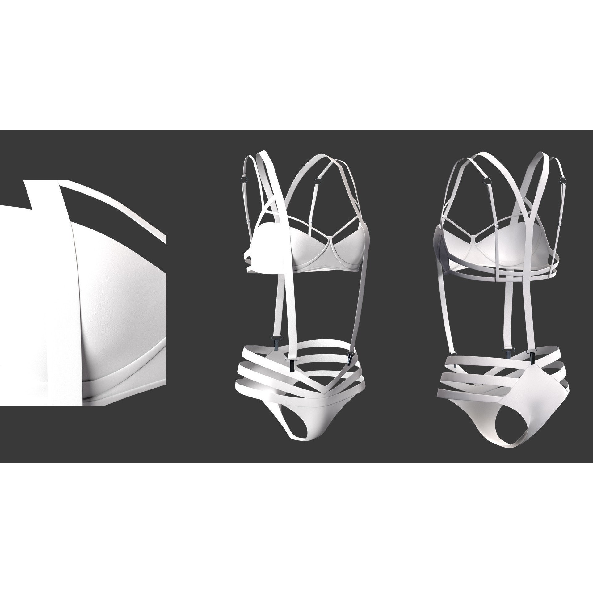 15 Women Bikinis and Underwear - Low-Poly Game-Ready 3D Model - View 13