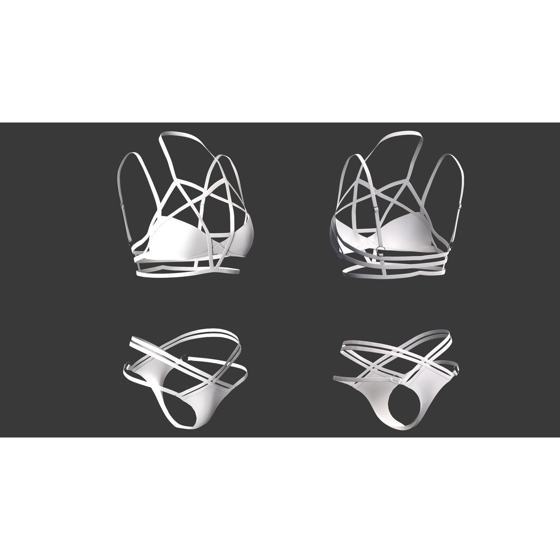 15 Women Bikinis and Underwear - Low-Poly Game-Ready 3D Model - View 14