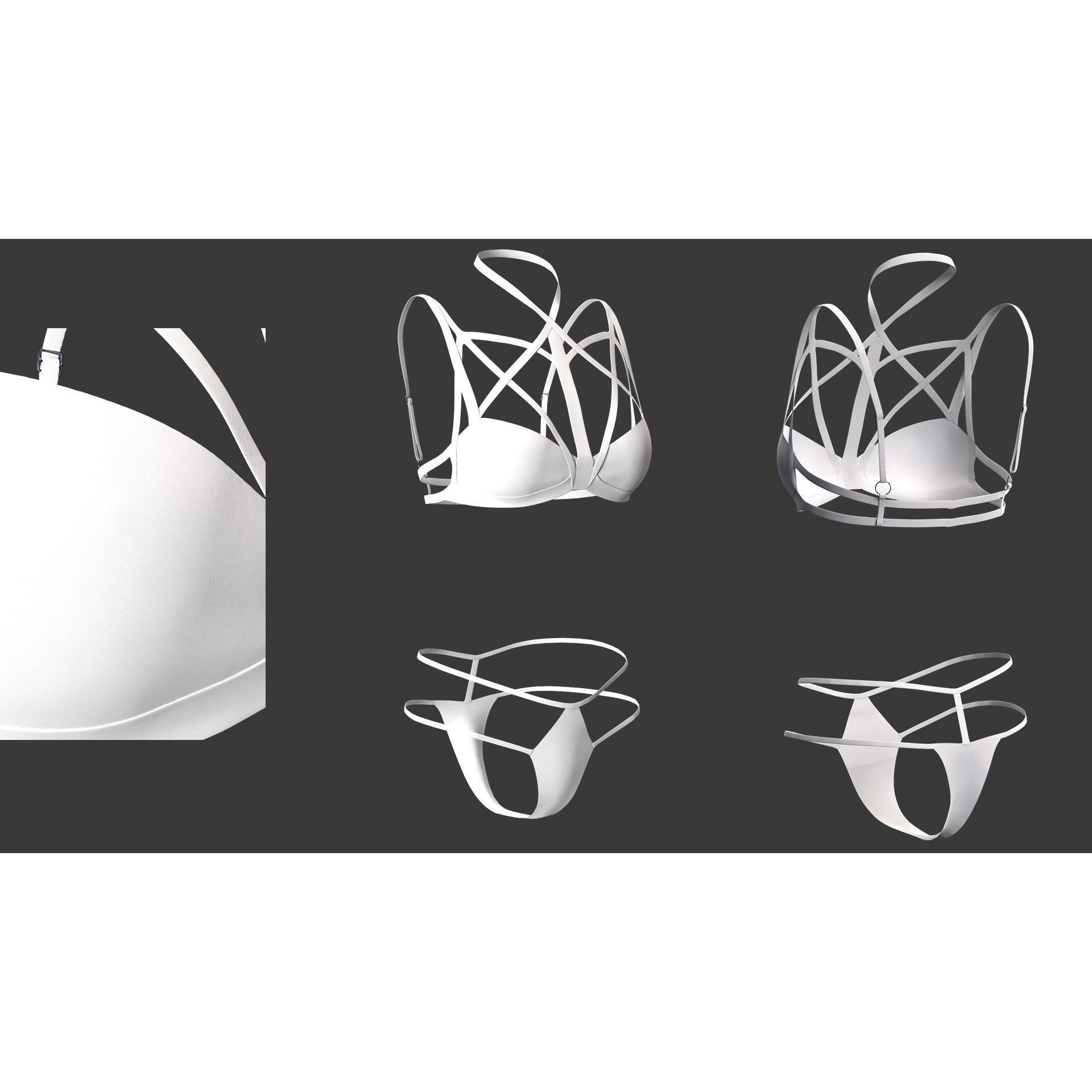 15 Women Bikinis and Underwear - Low-Poly Game-Ready 3D Model - View 15