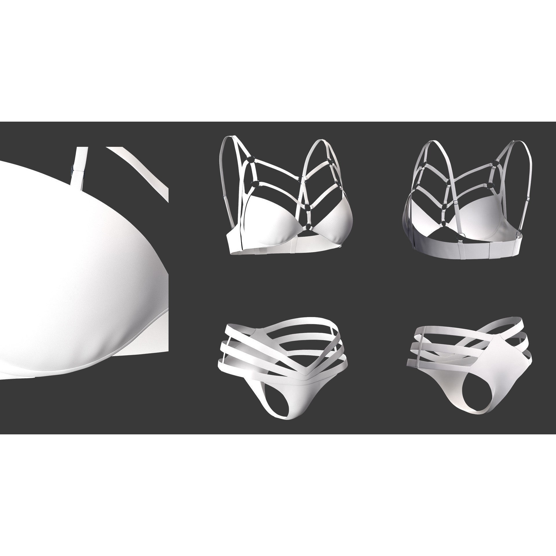 15 Women Bikinis and Underwear - Low-Poly Game-Ready 3D Model - View 16