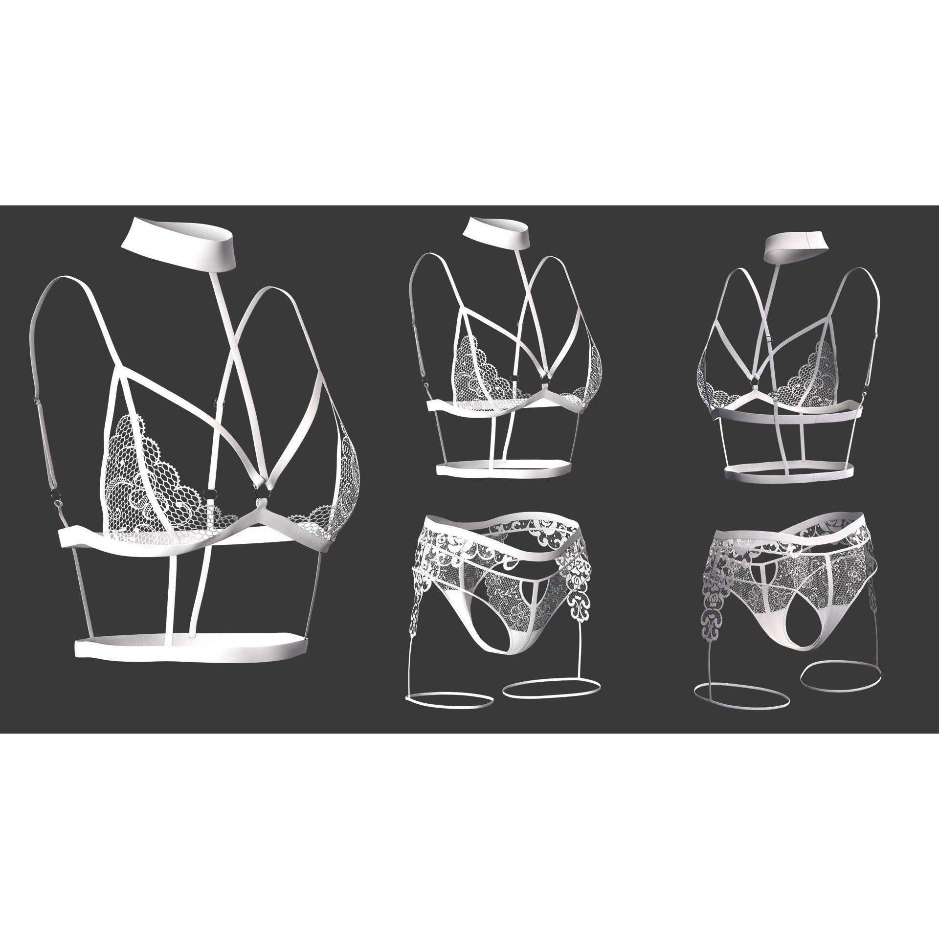 15 Women Bikinis and Underwear - Low-Poly Game-Ready 3D Model - View 3