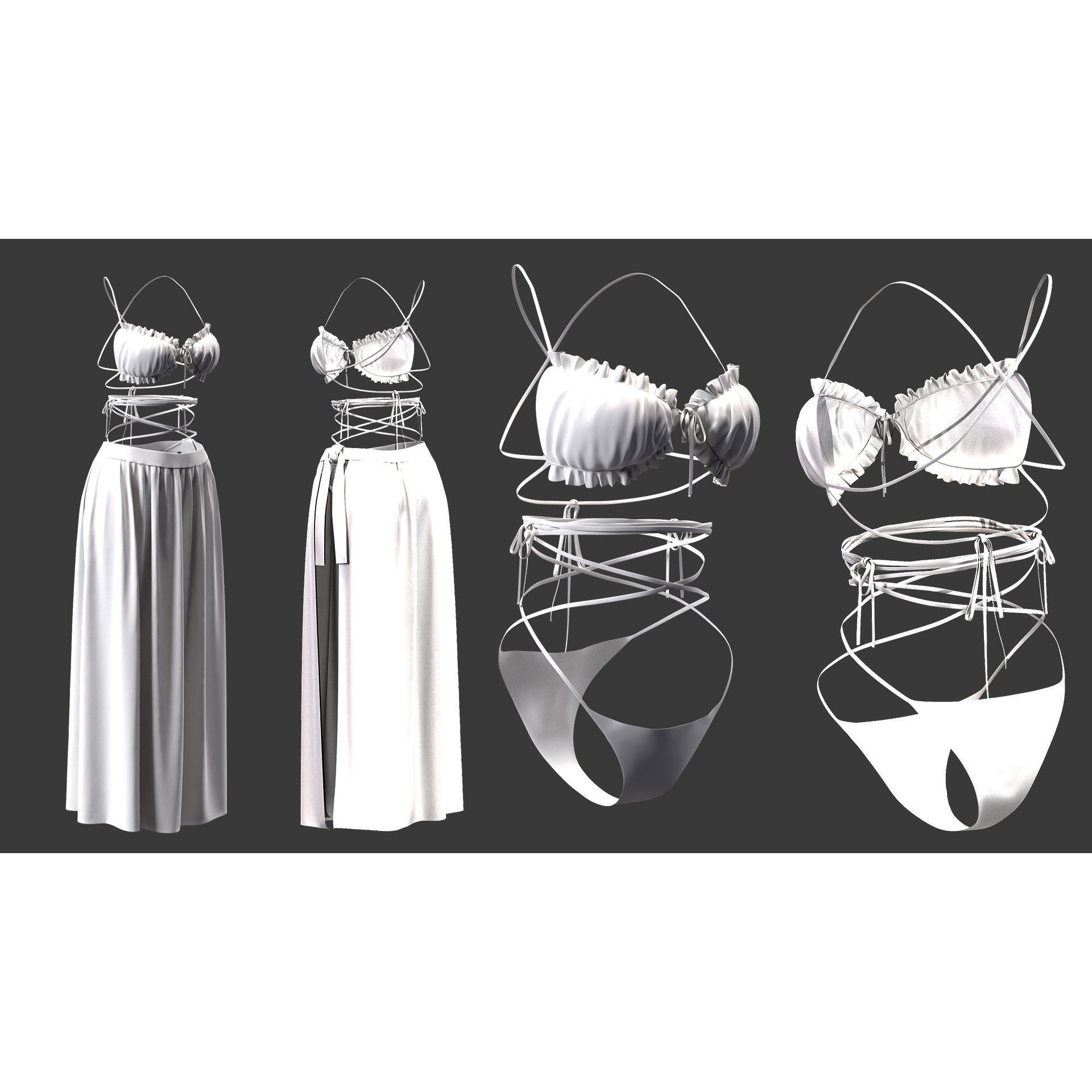 15 Women Bikinis and Underwear - Low-Poly Game-Ready 3D Model - View 5