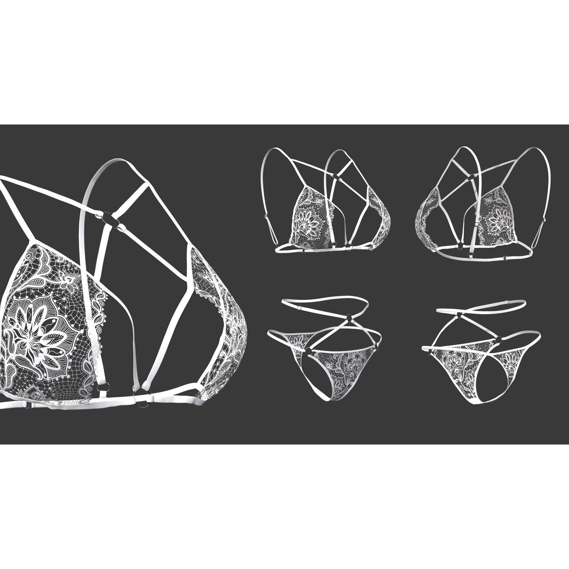 15 Women Bikinis and Underwear - Low-Poly Game-Ready 3D Model - View 6