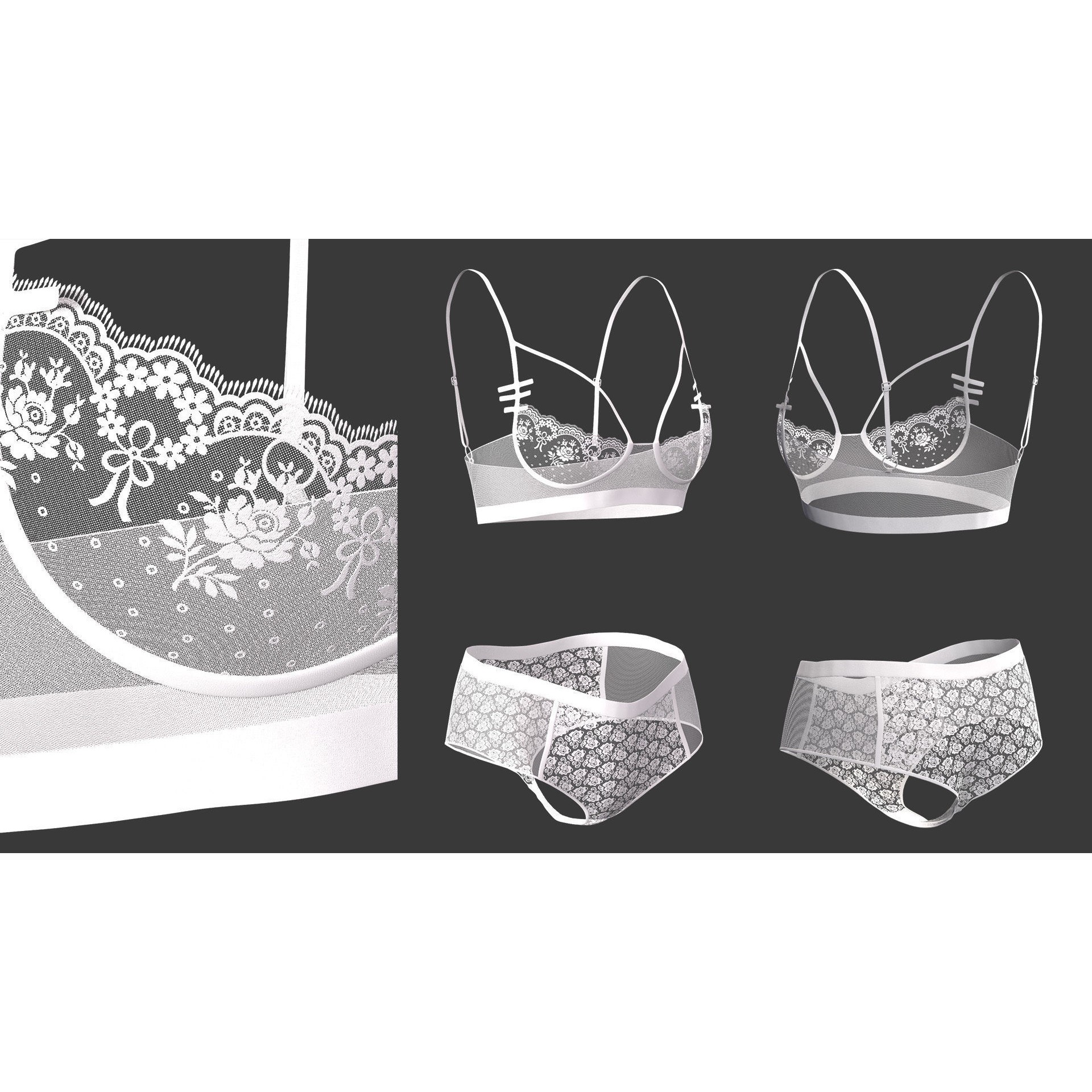 15 Women Bikinis and Underwear - Low-Poly Game-Ready 3D Model - View 7