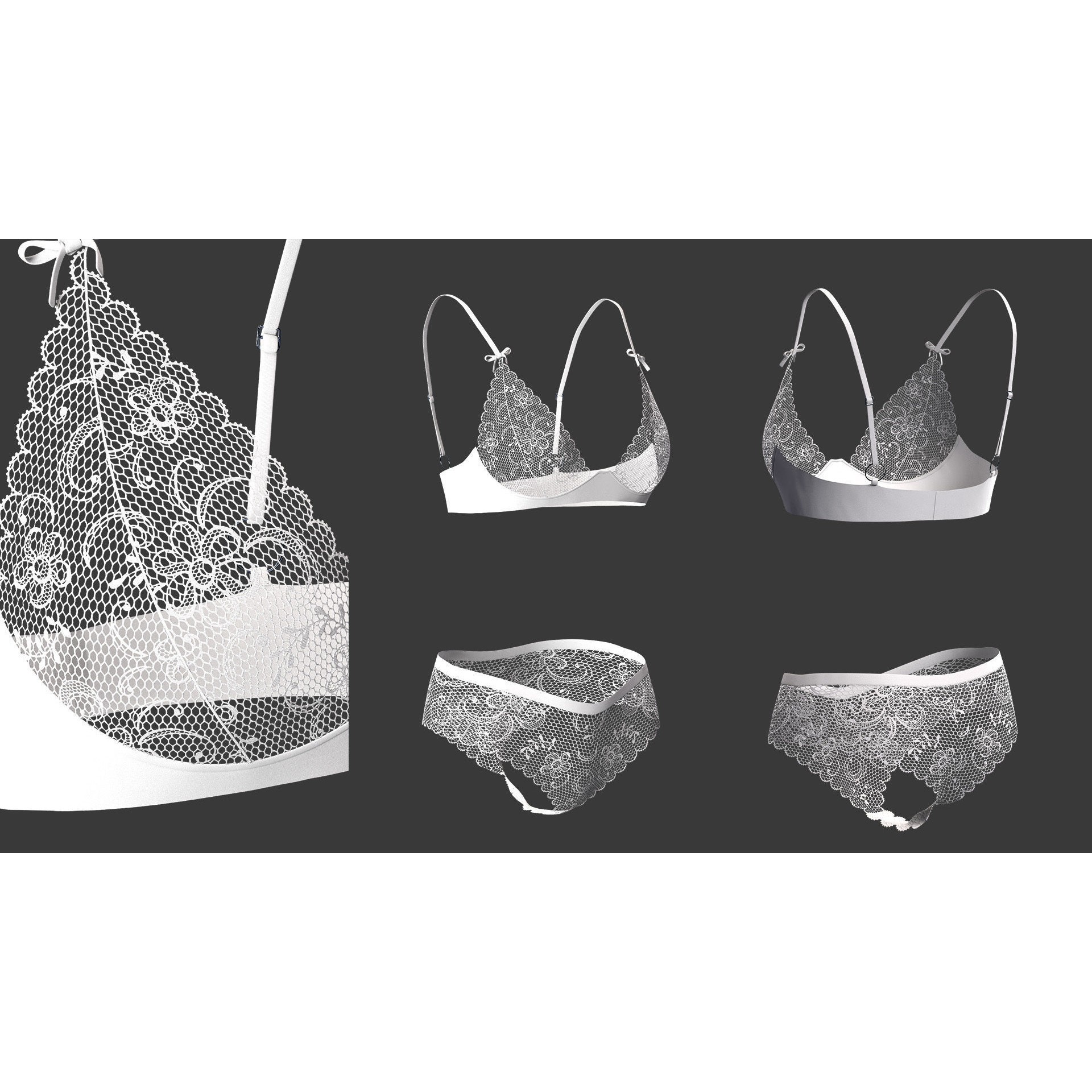 15 Women Bikinis and Underwear - Low-Poly Game-Ready 3D Model - View 8