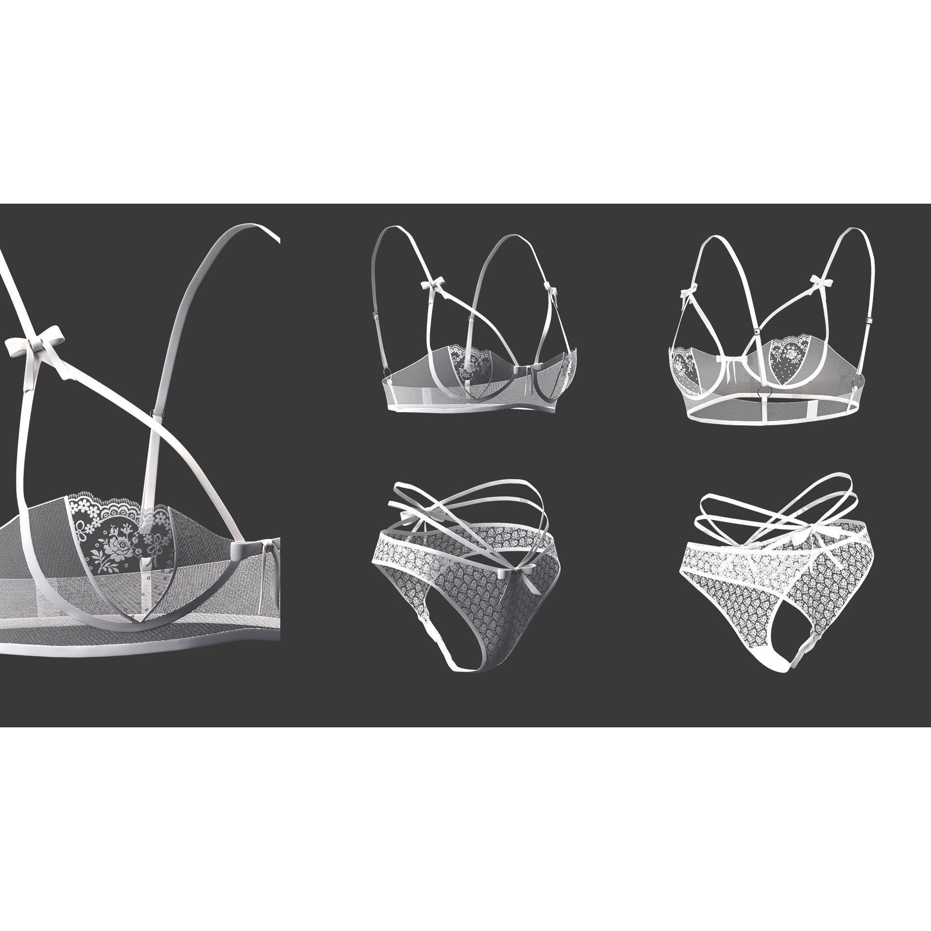 15 Women Bikinis and Underwear - Low-Poly Game-Ready 3D Model - View 9