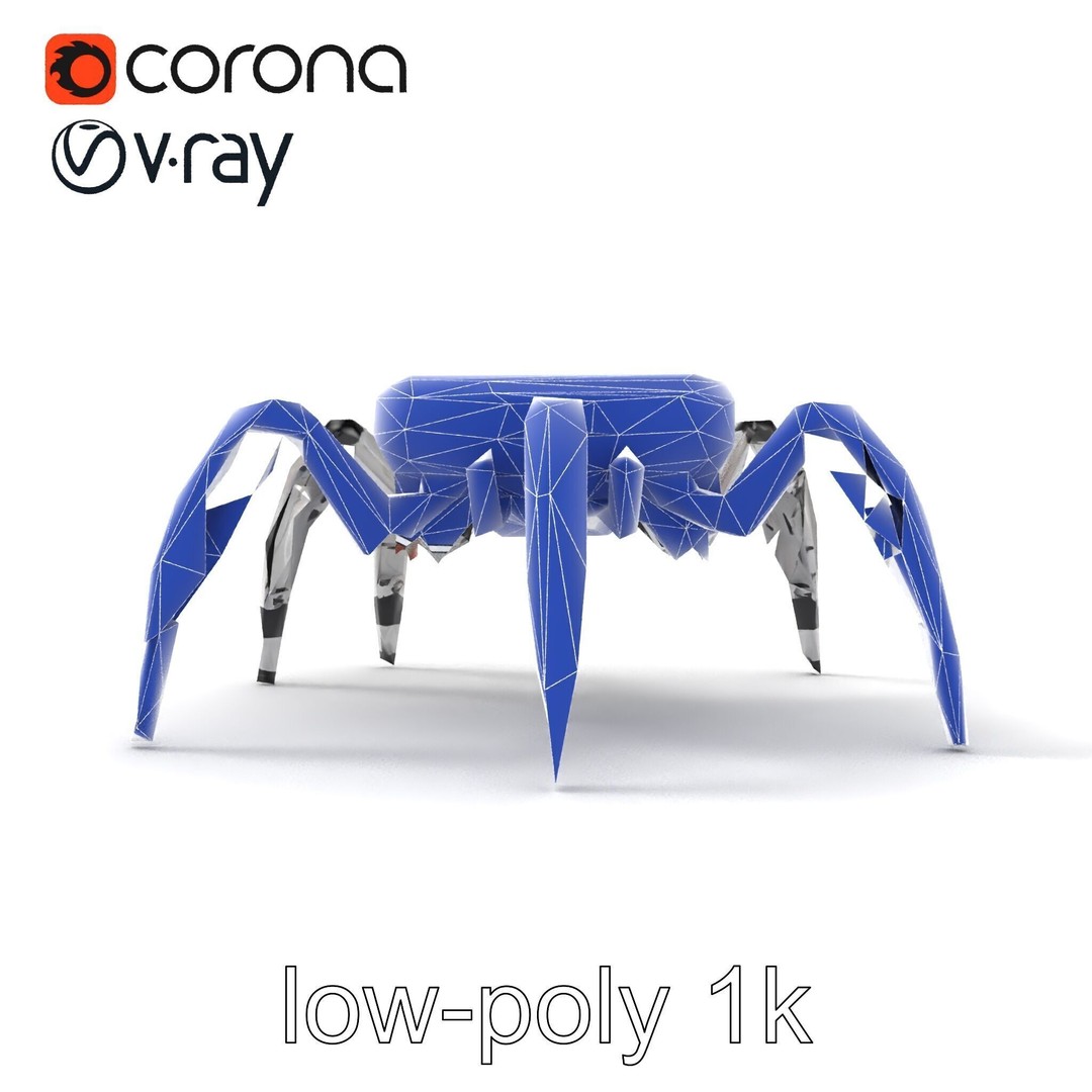 Solar-Powered Spider Cleaner Robot 3D Model – Low Poly PBR Game Asset, FBX