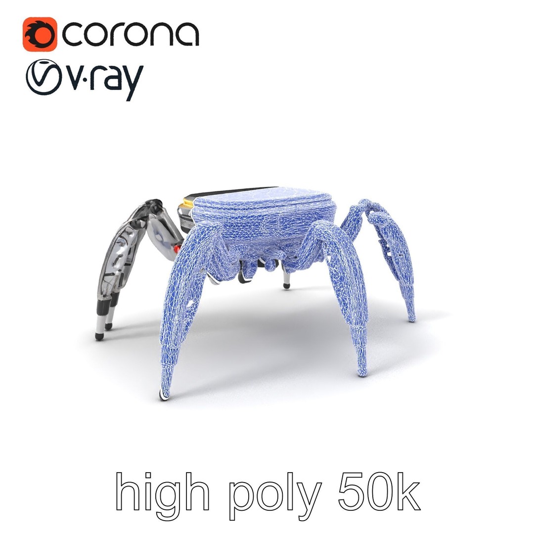 Solar-Powered Spider Cleaner Robot 3D Model – Low Poly PBR Game Asset, FBX - View 11