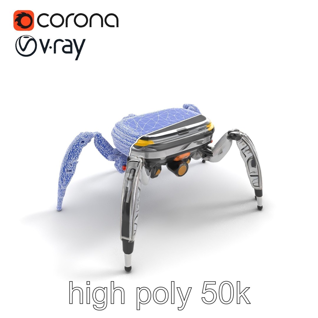 Solar-Powered Spider Cleaner Robot 3D Model – Low Poly PBR Game Asset, FBX - View 13
