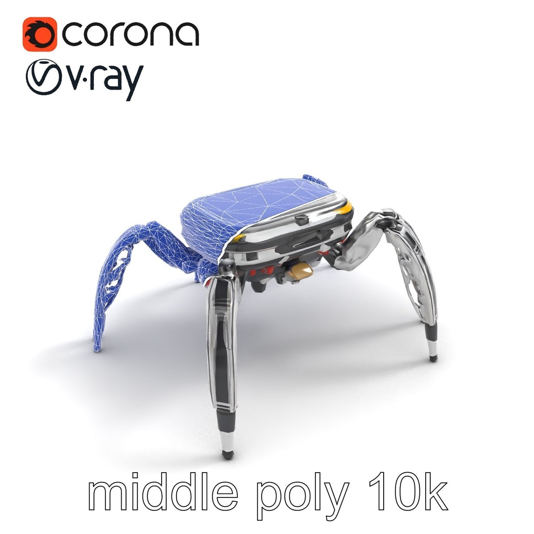 Solar-Powered Spider Cleaner Robot 3D Model – Low Poly PBR Game Asset, FBX - View 14