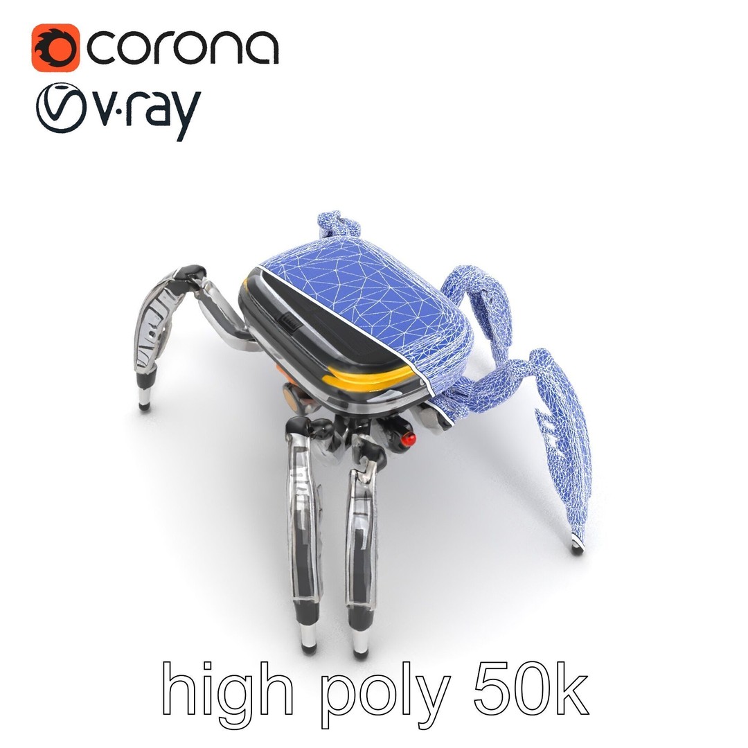 Solar-Powered Spider Cleaner Robot 3D Model – Low Poly PBR Game Asset, FBX - View 15