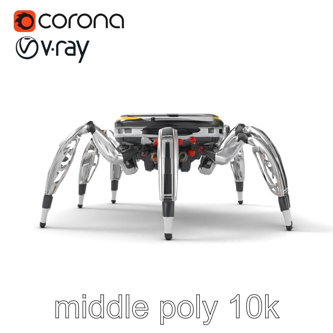 Solar-Powered Spider Cleaner Robot 3D Model – Low Poly PBR Game Asset, FBX - View 17