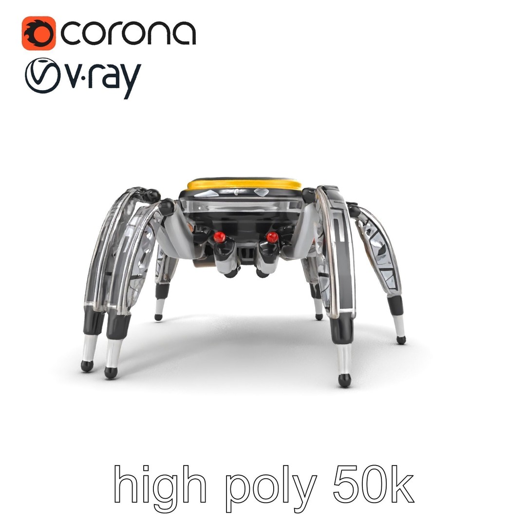 Solar-Powered Spider Cleaner Robot 3D Model – Low Poly PBR Game Asset, FBX - View 18