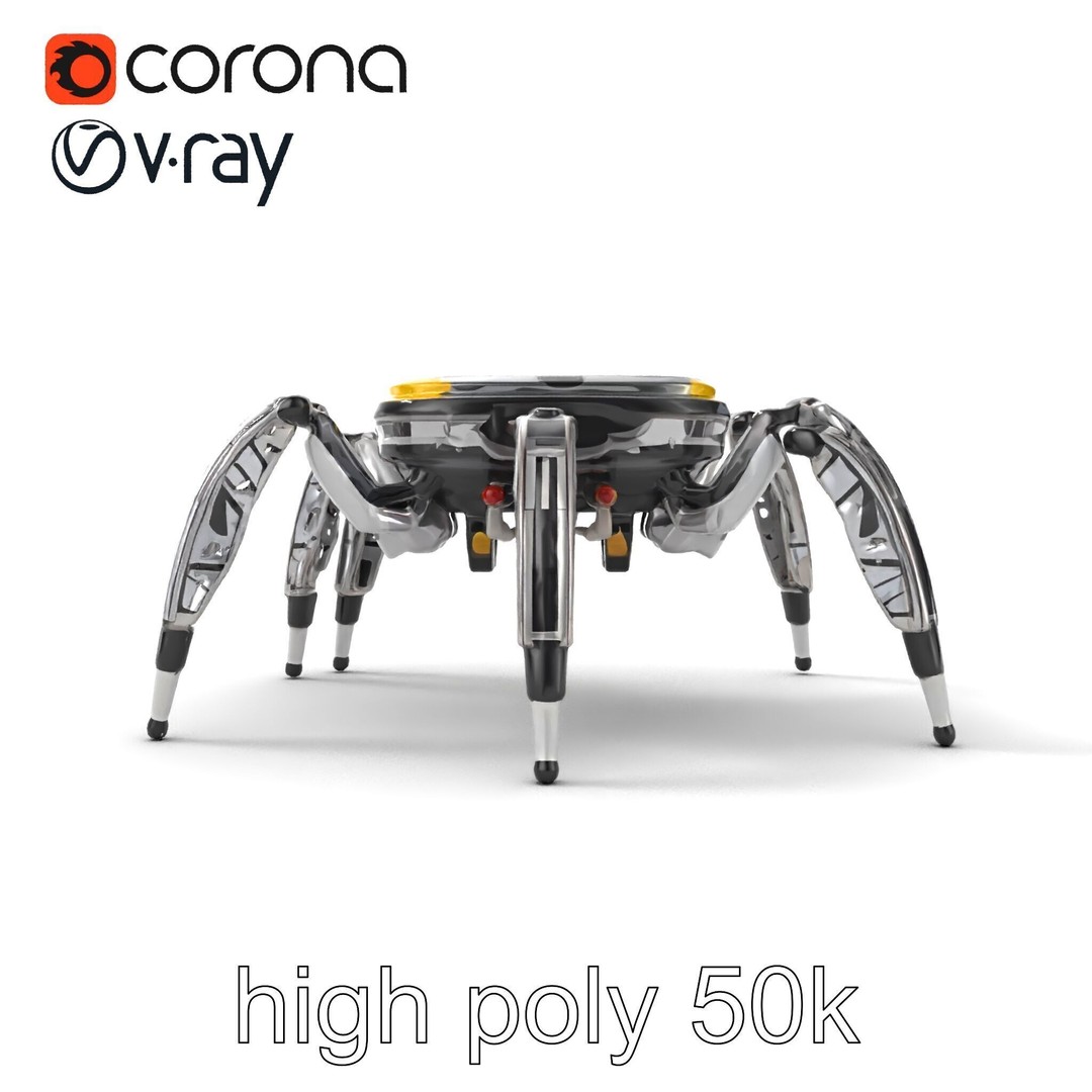 Solar-Powered Spider Cleaner Robot 3D Model – Low Poly PBR Game Asset, FBX - View 19