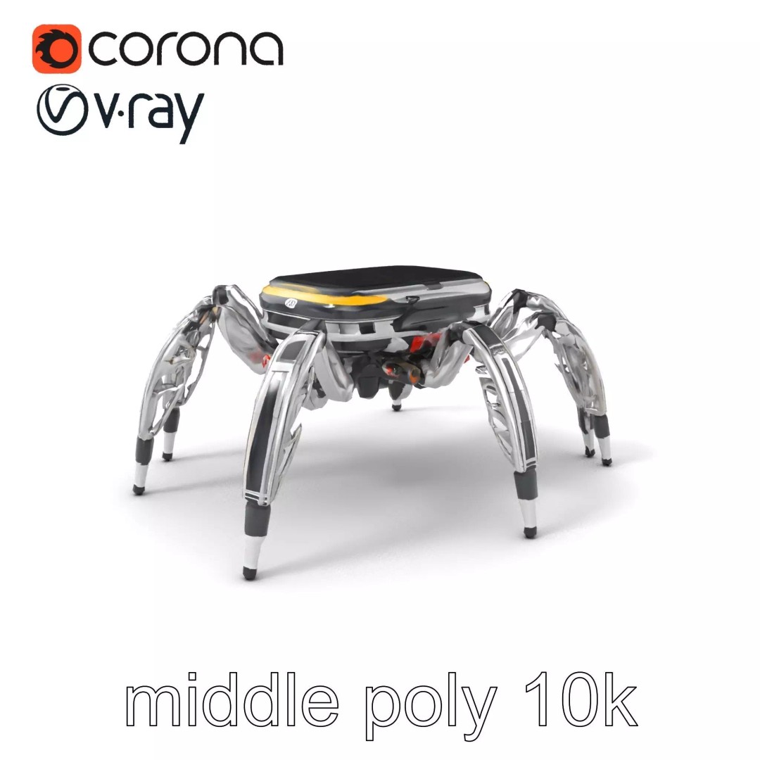 Solar-Powered Spider Cleaner Robot 3D Model – Low Poly PBR Game Asset, FBX - View 2