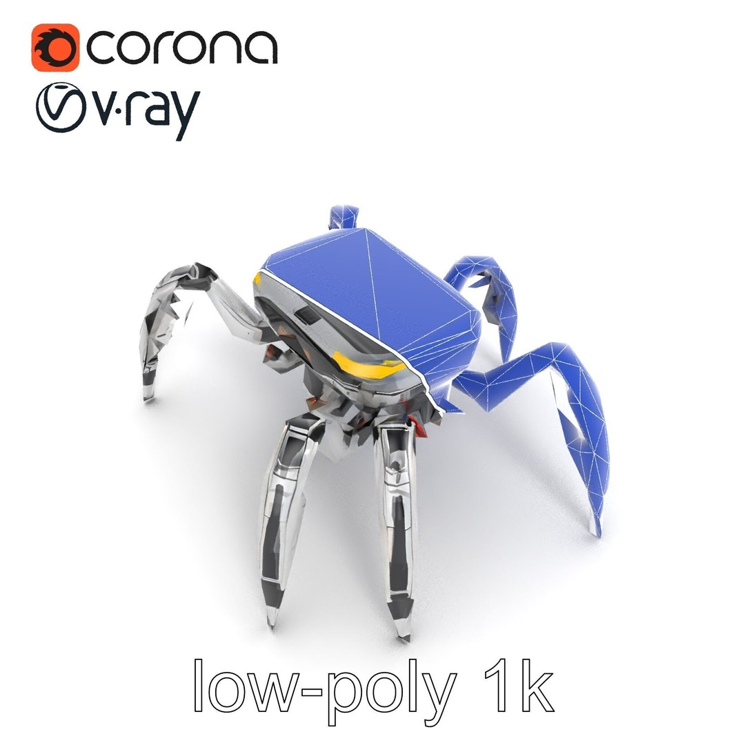 Solar-Powered Spider Cleaner Robot 3D Model – Low Poly PBR Game Asset, FBX - View 20