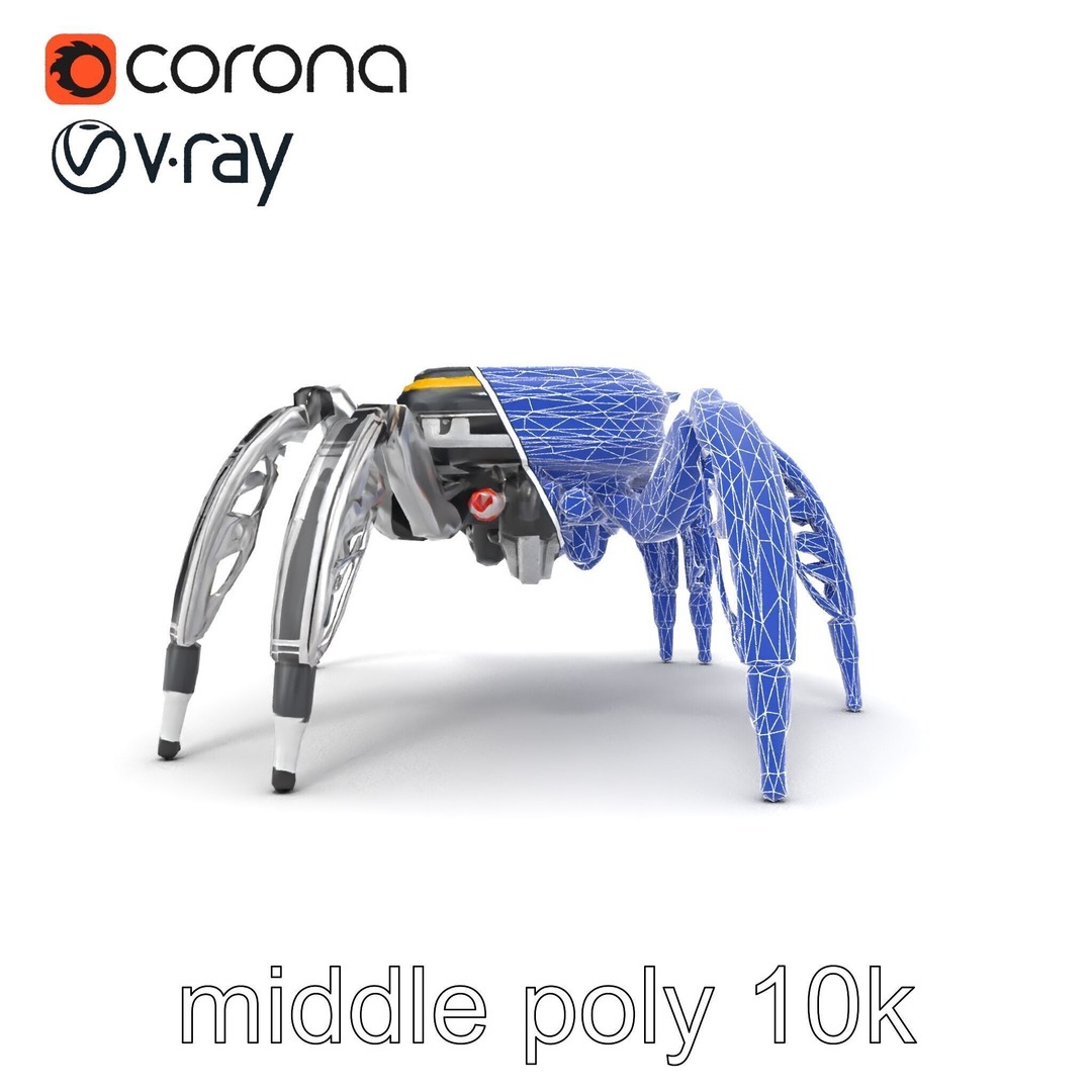 Solar-Powered Spider Cleaner Robot 3D Model – Low Poly PBR Game Asset, FBX - View 22