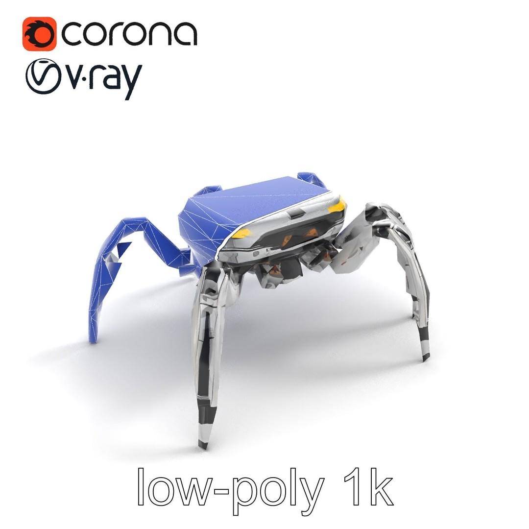 Solar-Powered Spider Cleaner Robot 3D Model – Low Poly PBR Game Asset, FBX - View 23