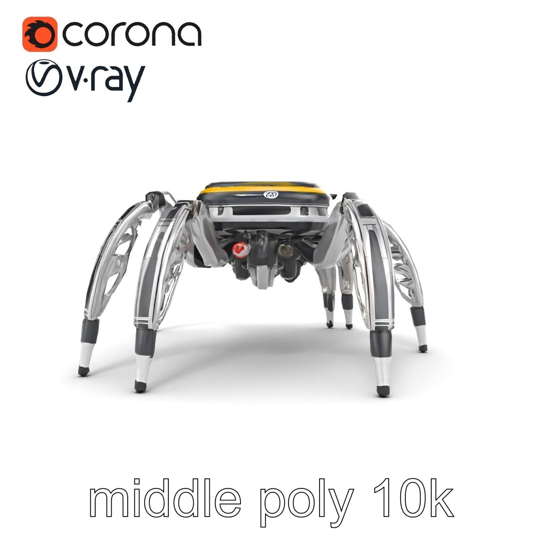 Solar-Powered Spider Cleaner Robot 3D Model – Low Poly PBR Game Asset, FBX - View 24