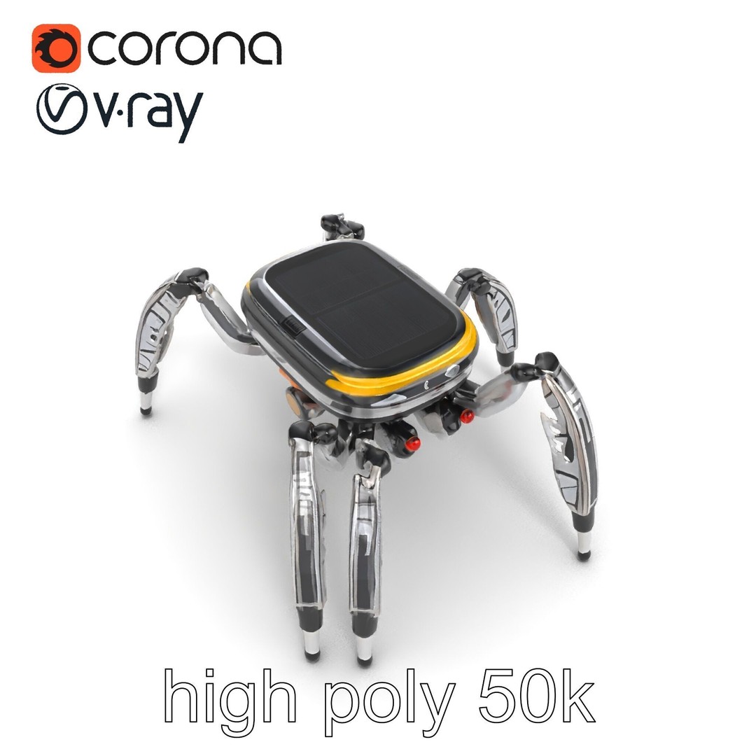 Solar-Powered Spider Cleaner Robot 3D Model – Low Poly PBR Game Asset, FBX - View 25