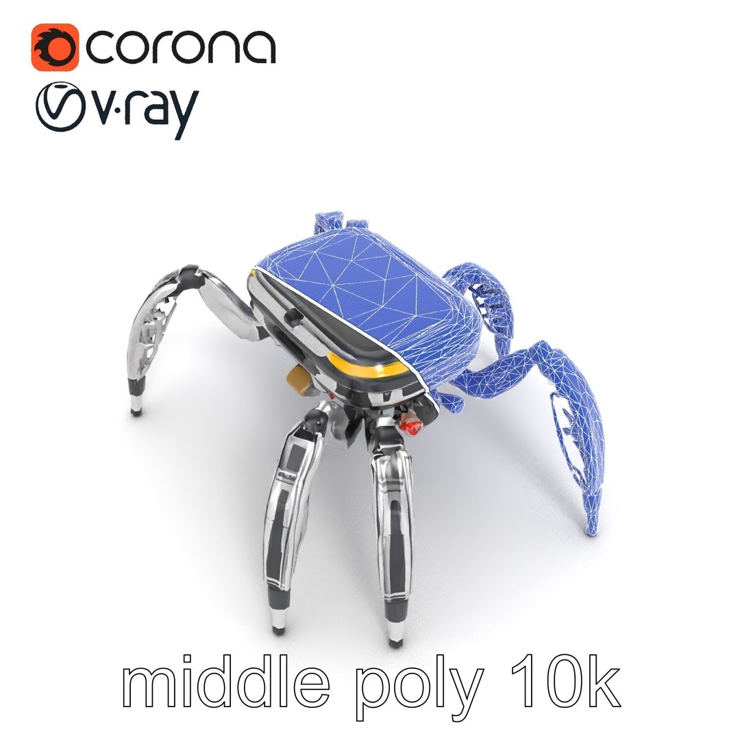 Solar-Powered Spider Cleaner Robot 3D Model – Low Poly PBR Game Asset, FBX - View 27