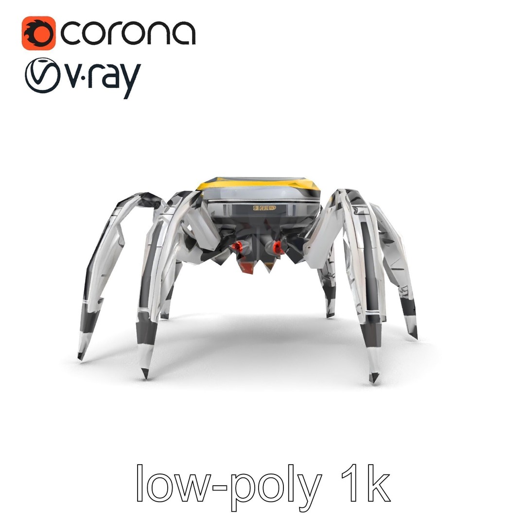 Solar-Powered Spider Cleaner Robot 3D Model – Low Poly PBR Game Asset, FBX - View 28