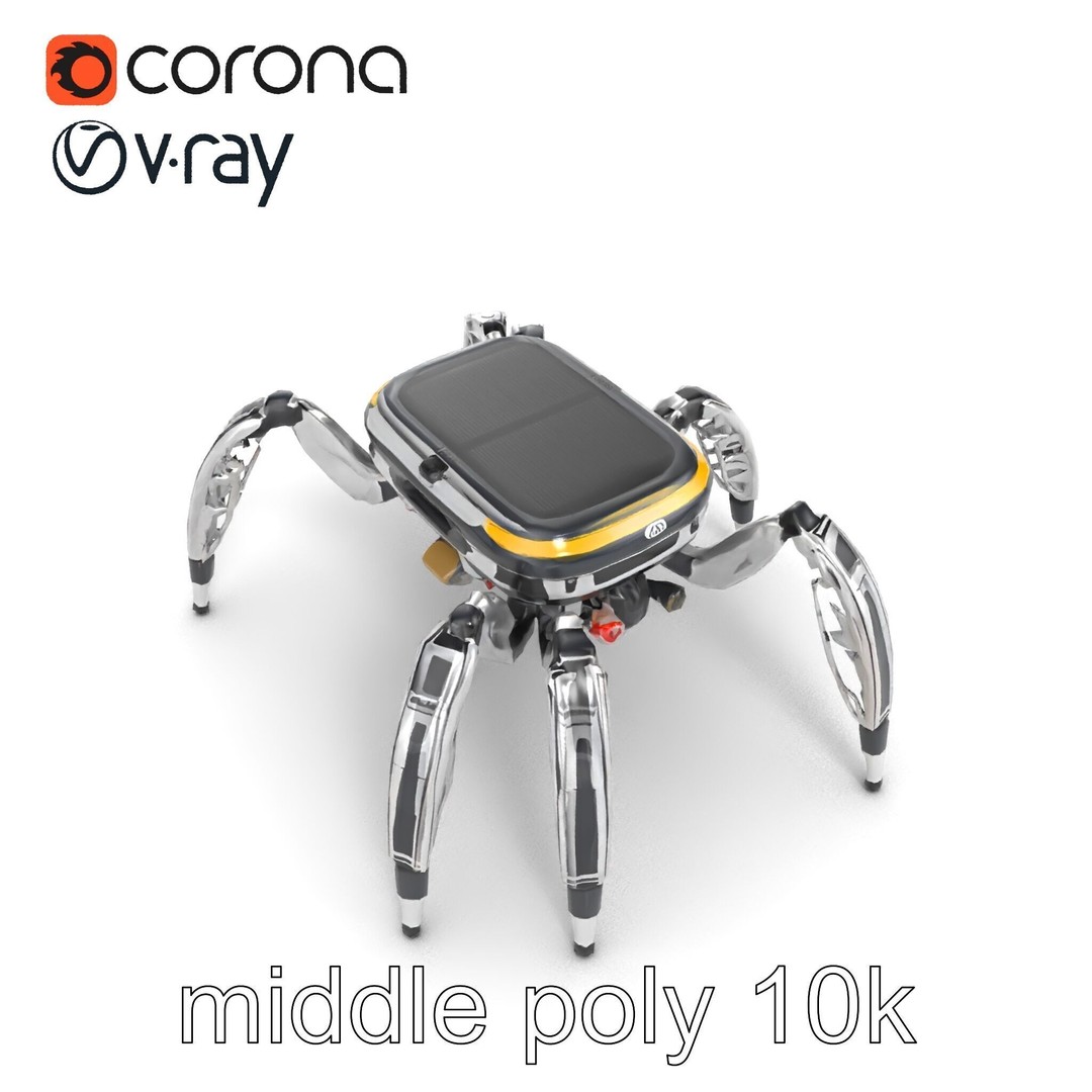 Solar-Powered Spider Cleaner Robot 3D Model – Low Poly PBR Game Asset, FBX - View 31