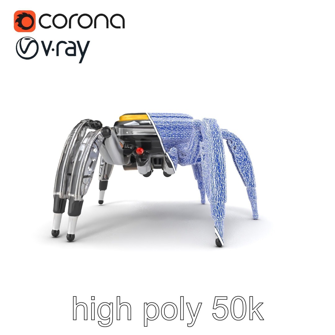 Solar-Powered Spider Cleaner Robot 3D Model – Low Poly PBR Game Asset, FBX - View 32