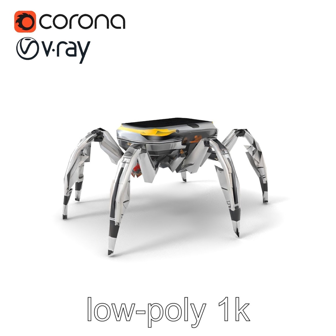 Solar-Powered Spider Cleaner Robot 3D Model – Low Poly PBR Game Asset, FBX - View 6