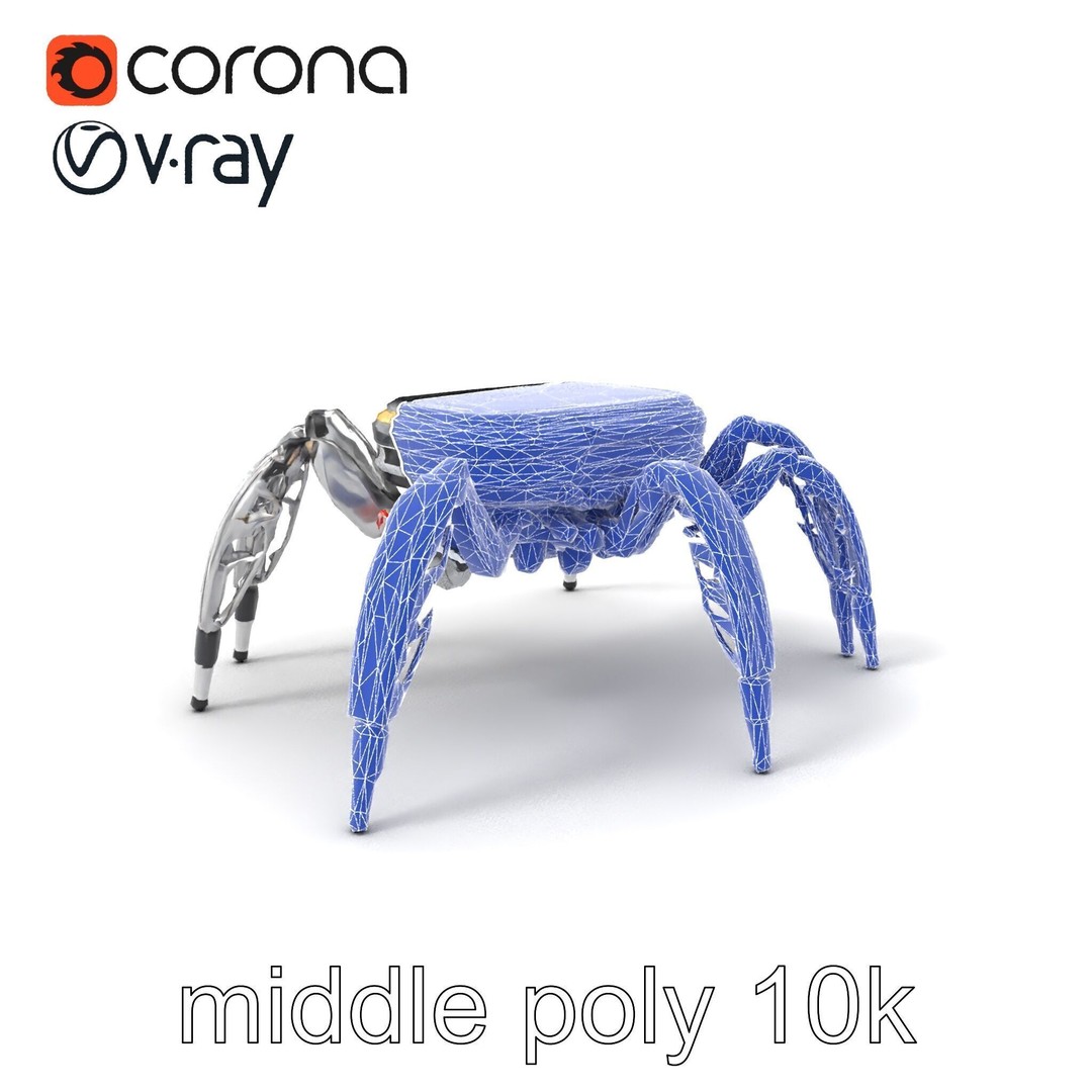 Solar-Powered Spider Cleaner Robot 3D Model – Low Poly PBR Game Asset, FBX - View 7