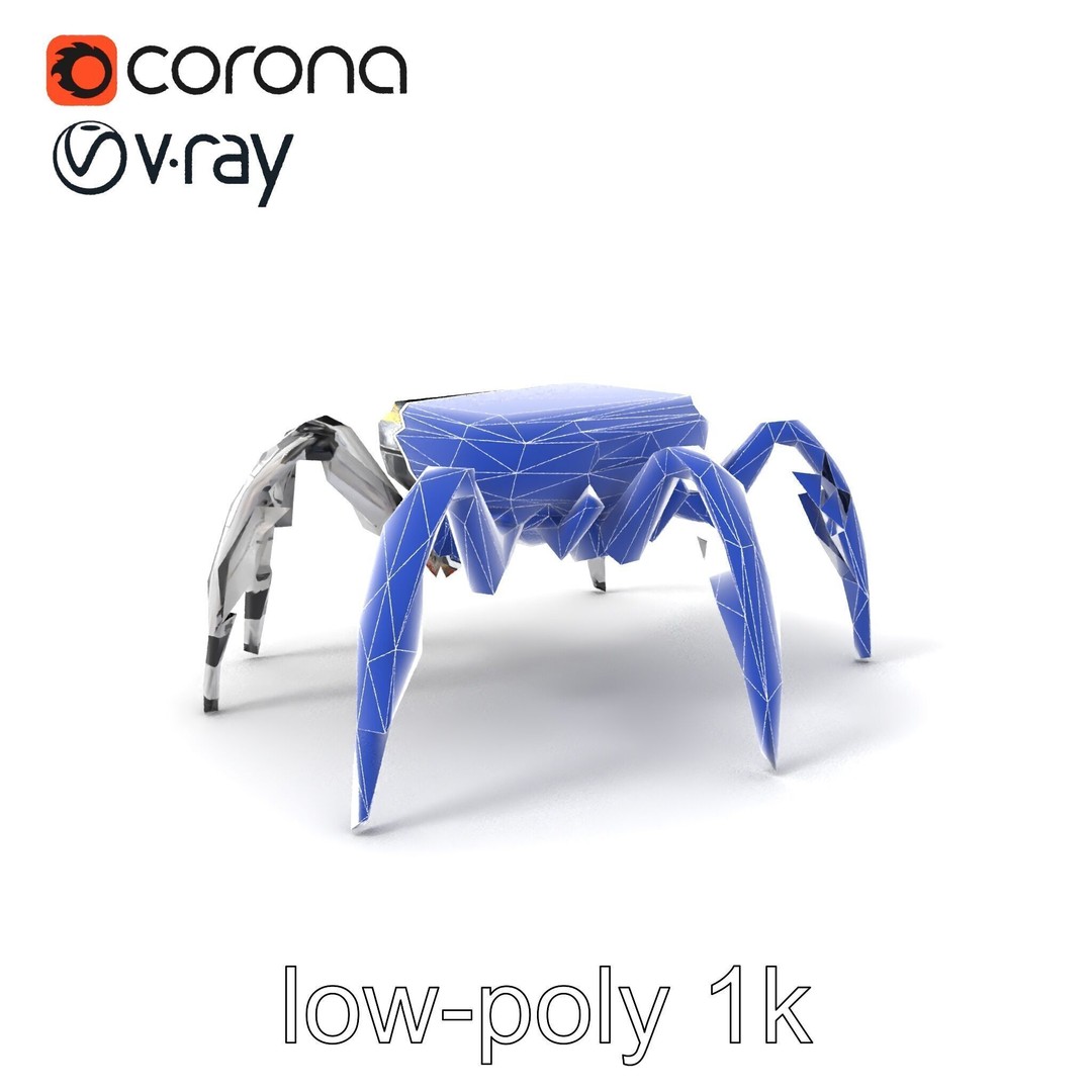 Solar-Powered Spider Cleaner Robot 3D Model – Low Poly PBR Game Asset, FBX - View 8