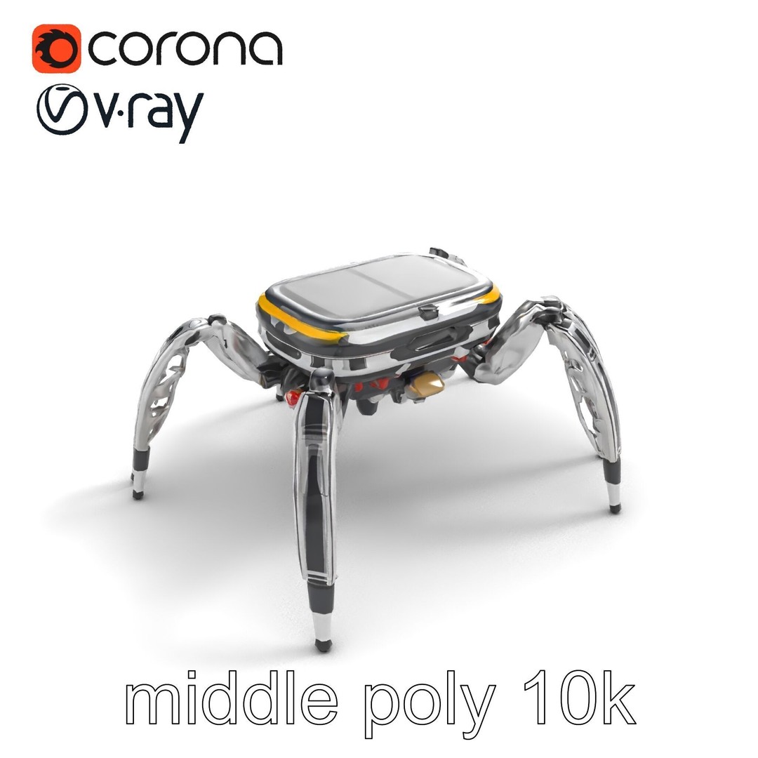 Solar-Powered Spider Cleaner Robot 3D Model – Low Poly PBR Game Asset, FBX - View 9
