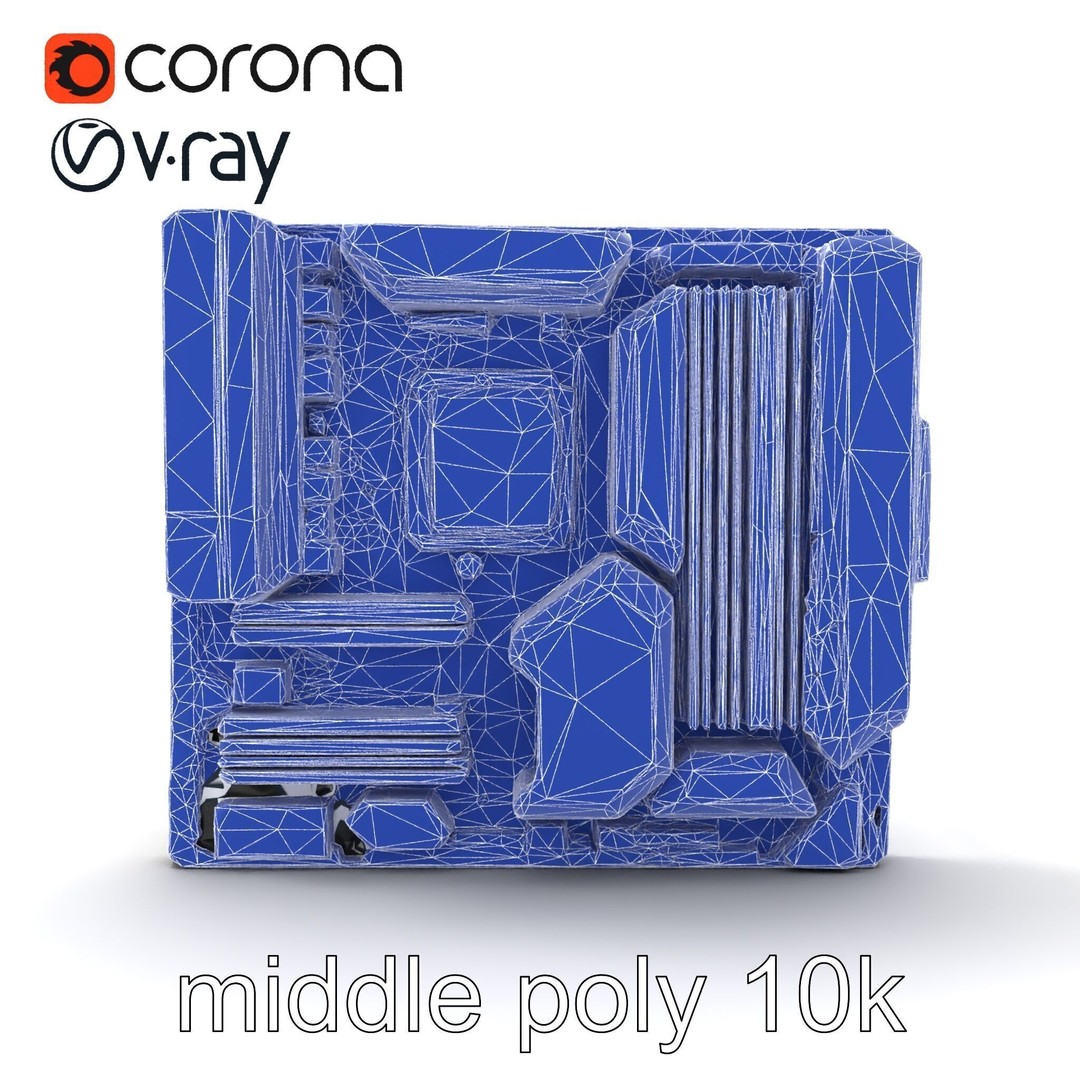 Futuristic Motherboard 3D Model – Low Poly Modular Design, FBX