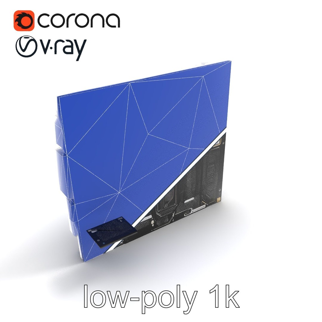 Futuristic Motherboard 3D Model – Low Poly Modular Design, FBX - View 12