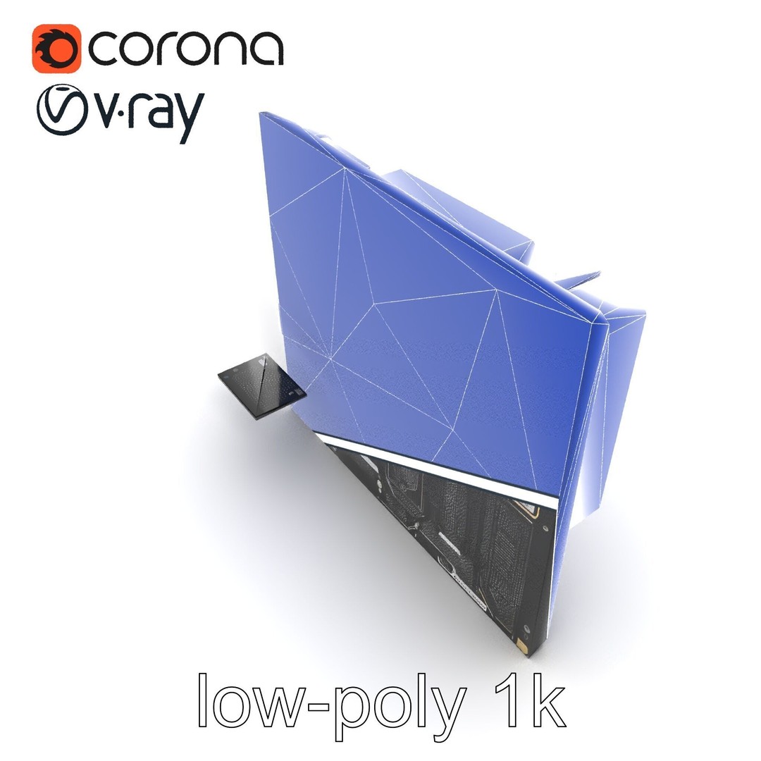 Futuristic Motherboard 3D Model – Low Poly Modular Design, FBX - View 13