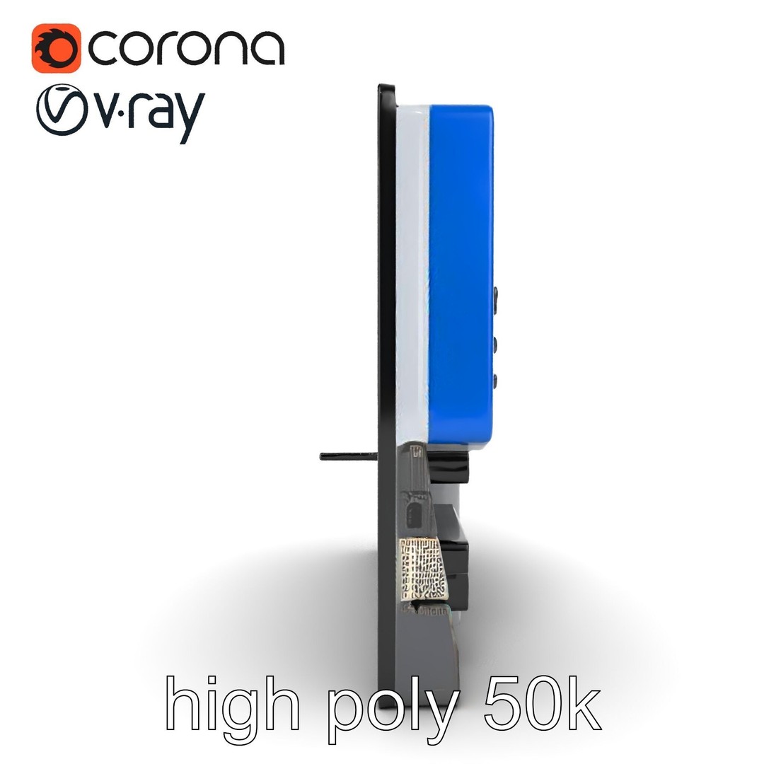 Futuristic Motherboard 3D Model – Low Poly Modular Design, FBX - View 18