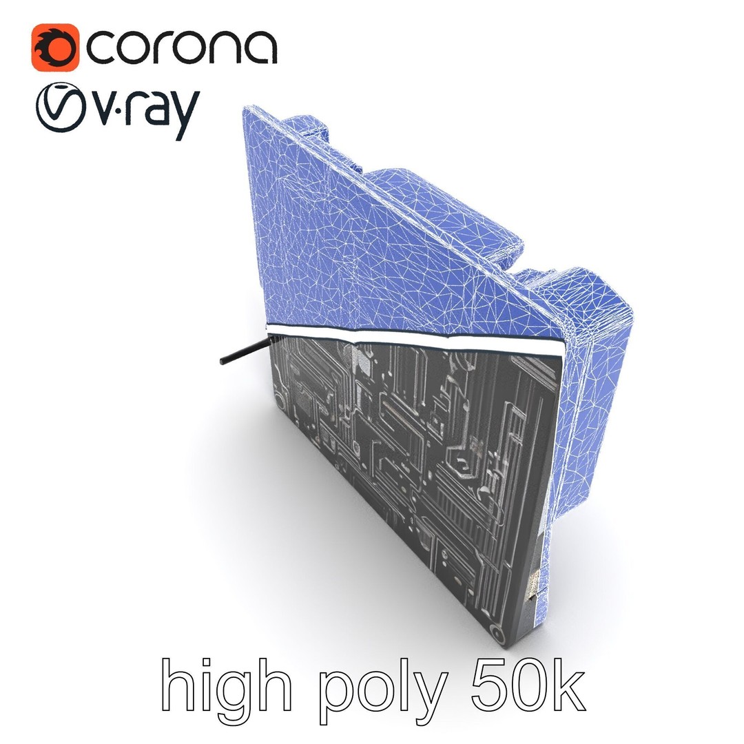 Futuristic Motherboard 3D Model – Low Poly Modular Design, FBX - View 27