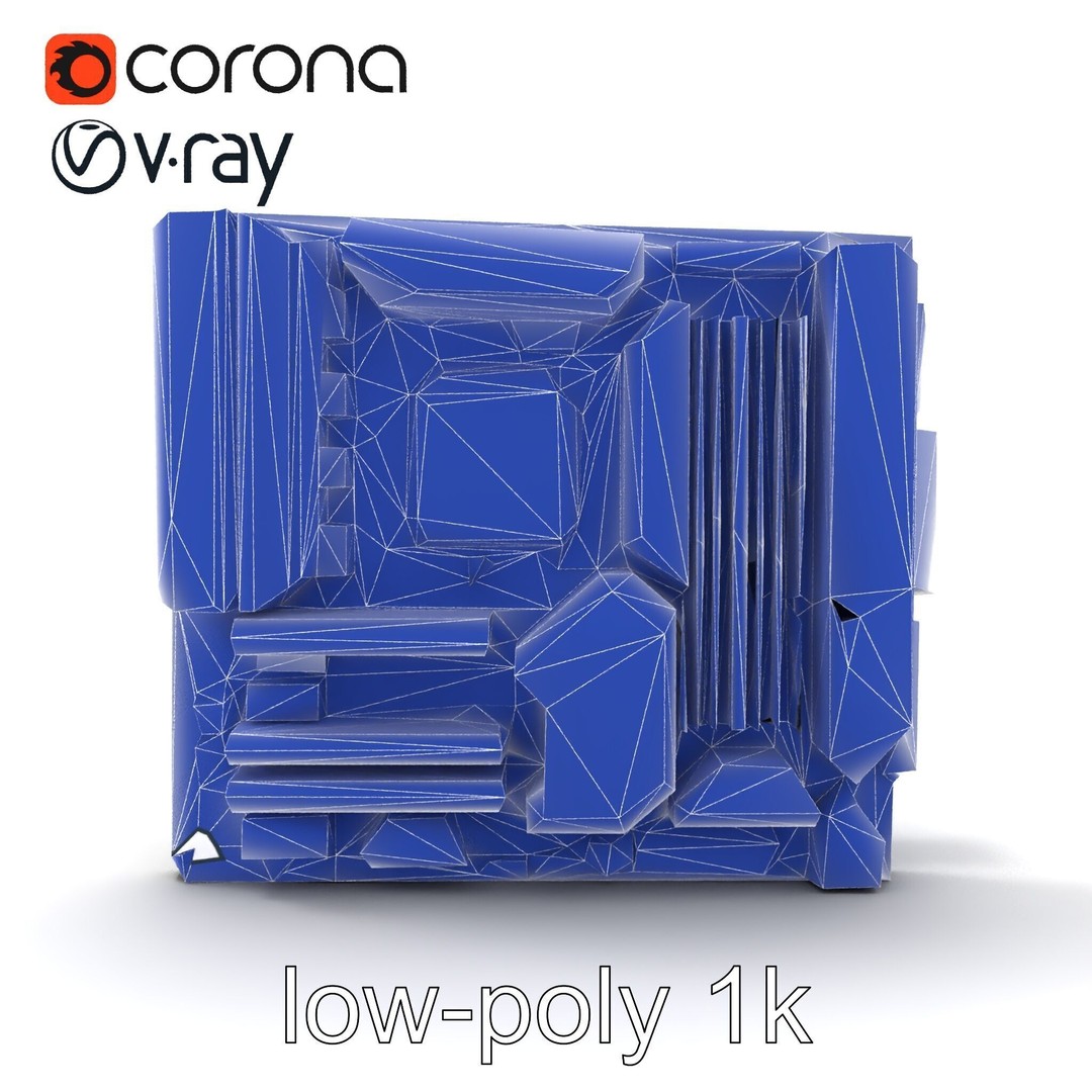Futuristic Motherboard 3D Model – Low Poly Modular Design, FBX - View 30