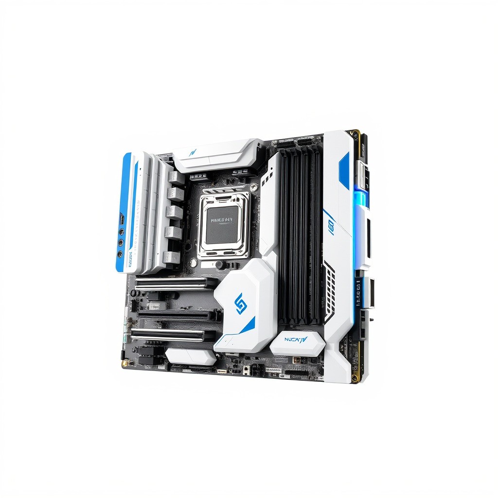 Futuristic Motherboard 3D Model – Low Poly Modular Design, FBX - View 5
