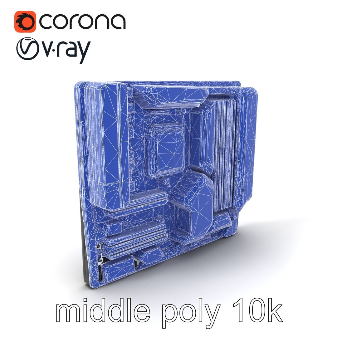 Futuristic Motherboard 3D Model – Low Poly Modular Design, FBX - View 7