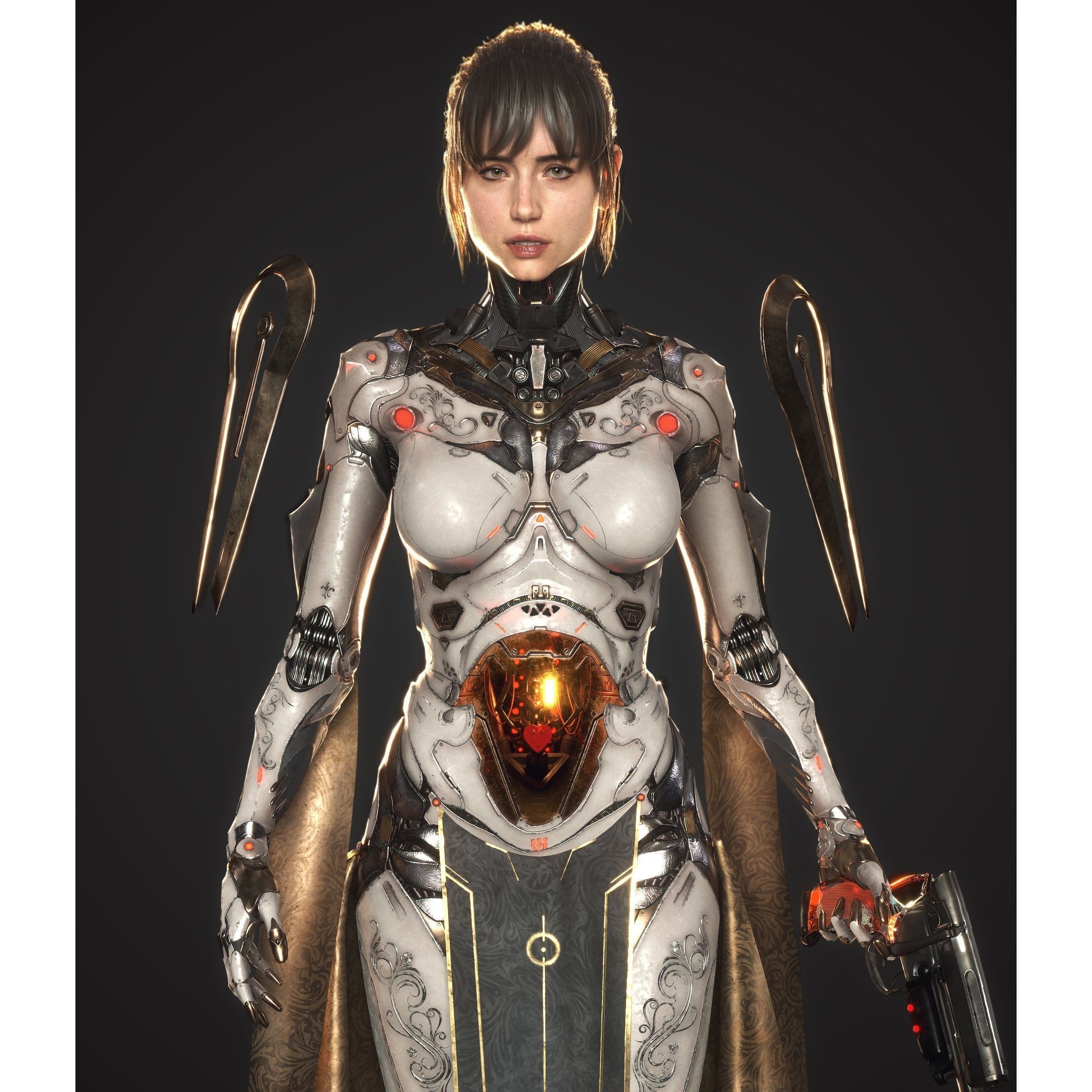 Cyberpunk Girl - Low-Poly Game-Ready 3D Model - View 3